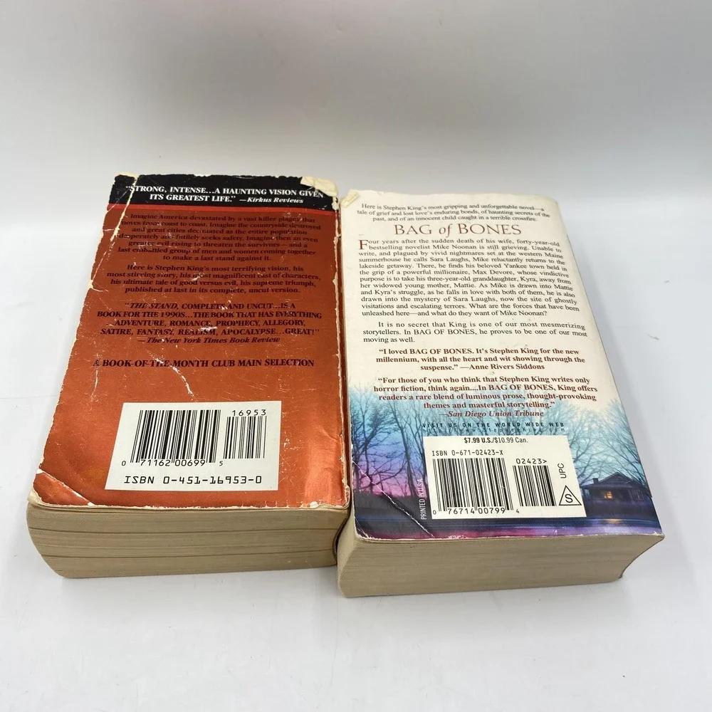 Stephen King Lot of 2 Paperbacks: The Stand Complete & Uncut‎ + Bag of Bones